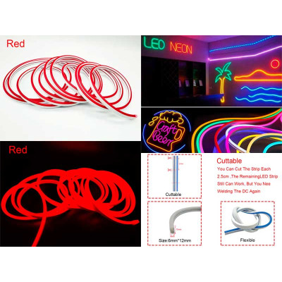 Neon dekoracyjny do samochodu 5m 12V czerwony